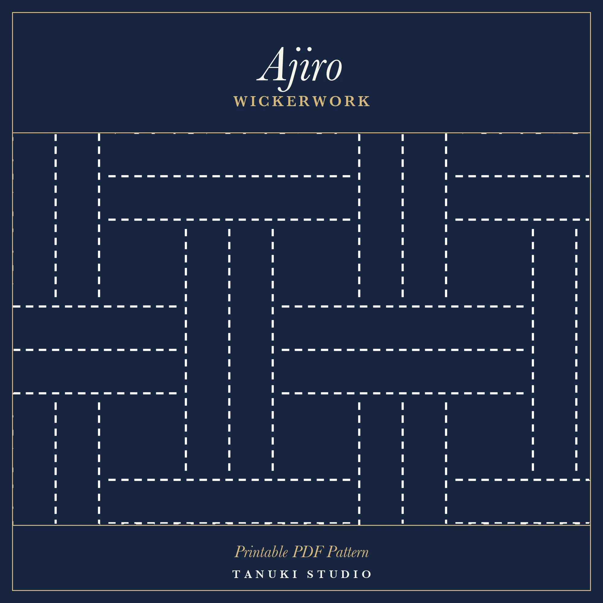 Ajiro (Wickerwork) sashiko pattern, printable stitching diagram
