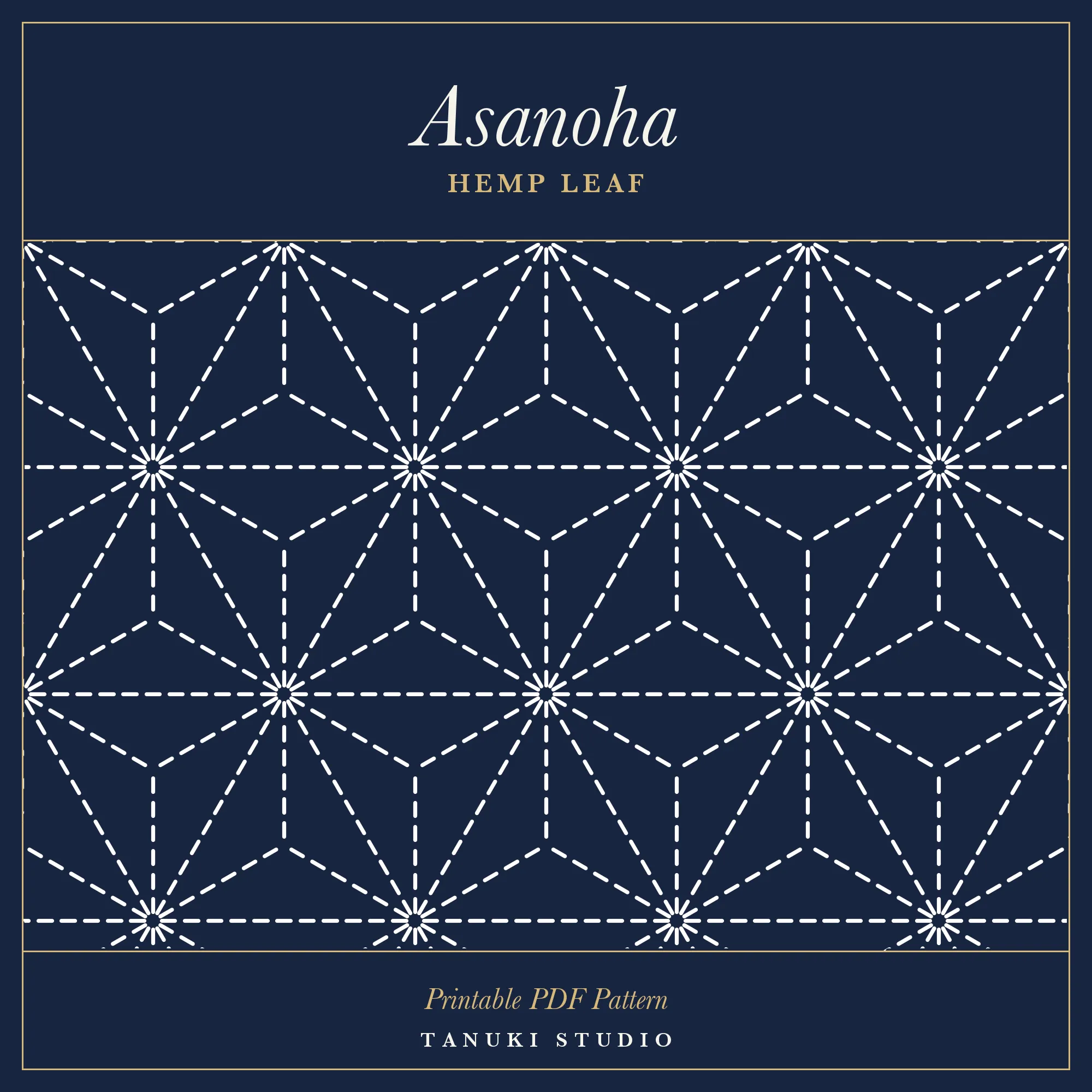 Asanoha (Hemp Leaf) sashiko pattern, printable stitching diagram