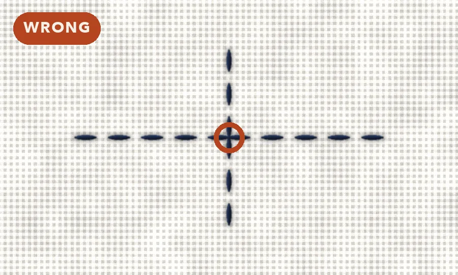 Sashiko crossing to avoid.